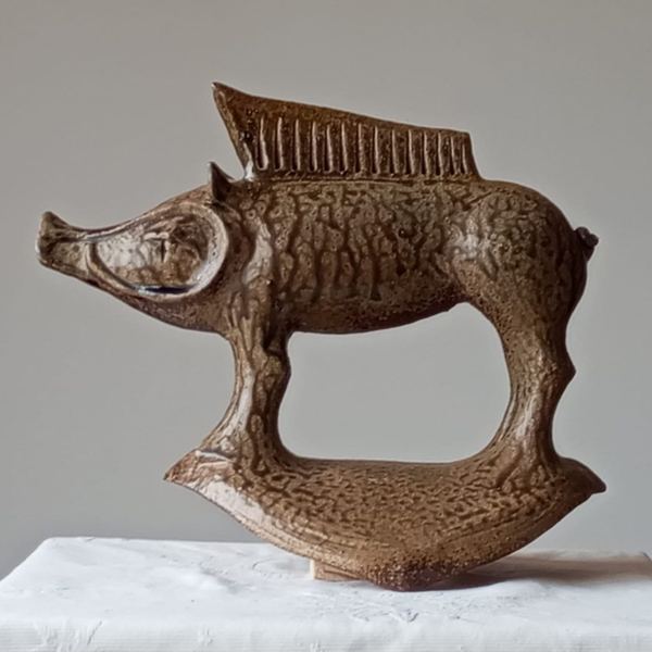 Sanglier en grès ajouré